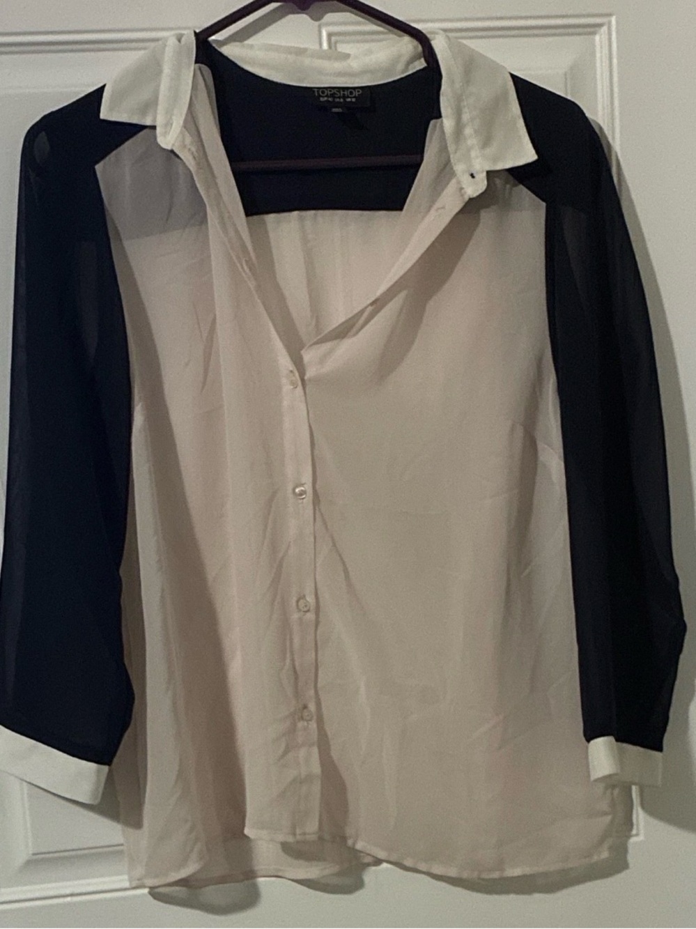Topshop Black and White Label Detail Tee